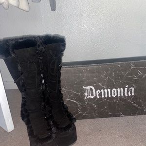 Black Knee High Rave Boots